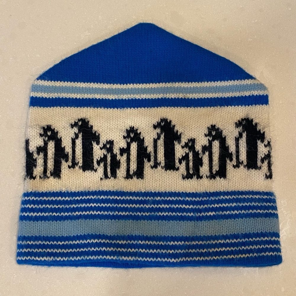 Vintage Penguin Beanie Hat Wool Acrylic EUC AOP Winter USA
